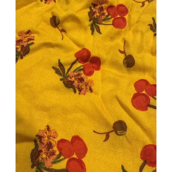 Urban Outfitters XS Jade Scarf Cami Yellow Cherry Print Tie Back Crop Top Tank - Picture 4 of 7